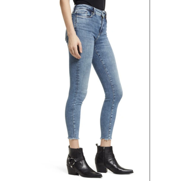 AllSaints Miller Medium Wash Frayed Hem Skinny Ankle Jeans, Size 26 🗣 - Picture 1 of 3